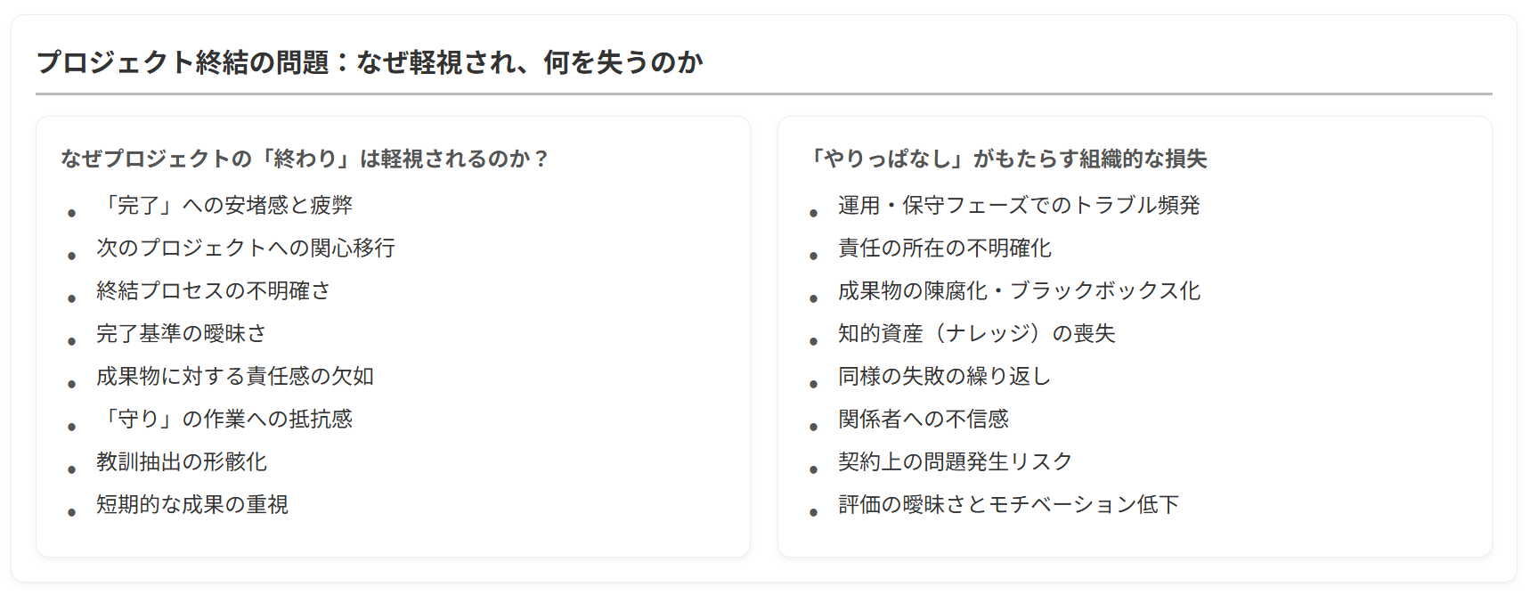 なぜプロジェクトの終わりは軽視されるのか